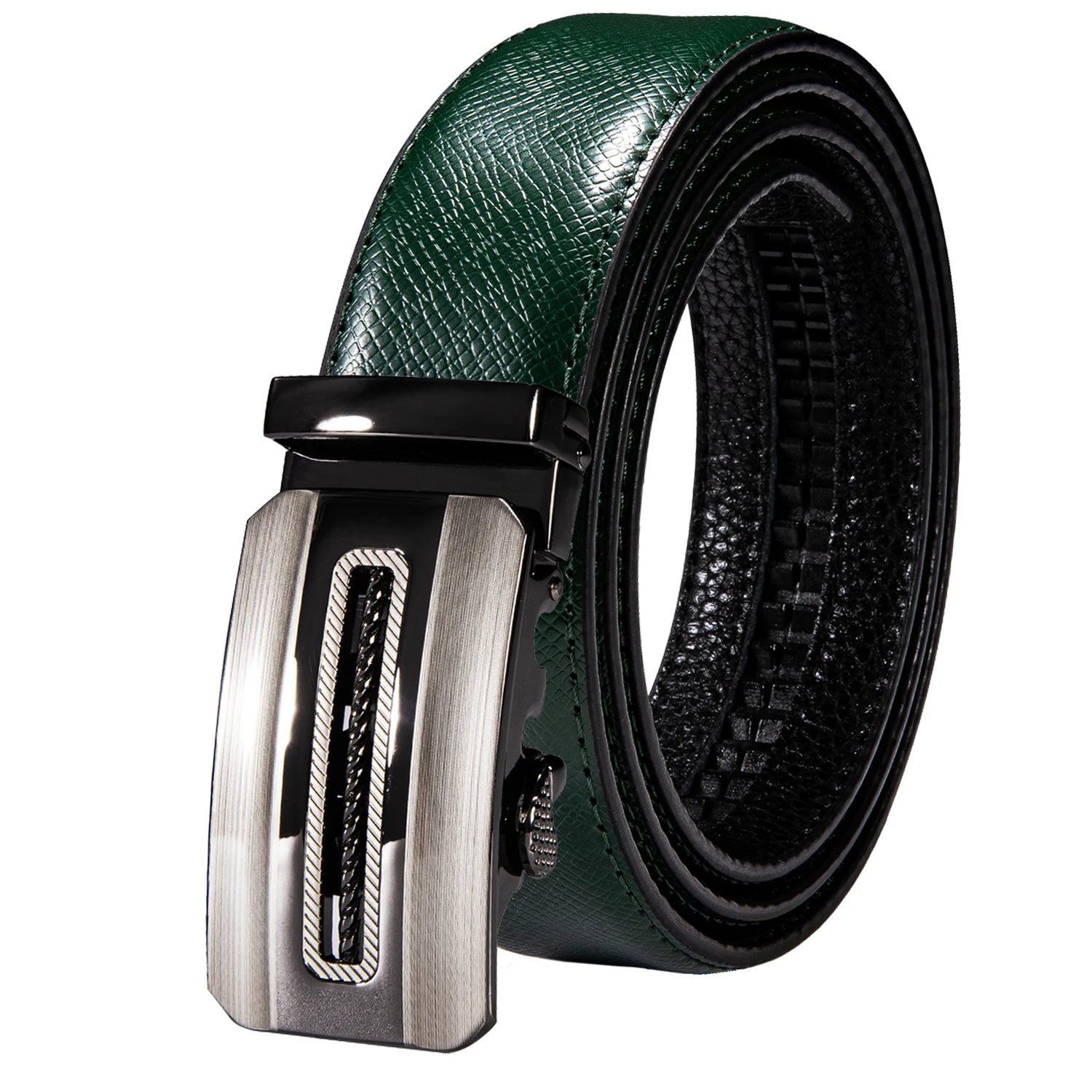 Men's Classy Blue Leather Belt, Automatic Buckle