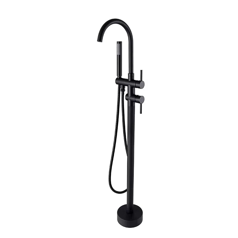 FLG Brass Mounted Freestanding Bath Shower Mixer Floor Stand Tub Filler Shower Mixer Bathtub Free Standing Faucet