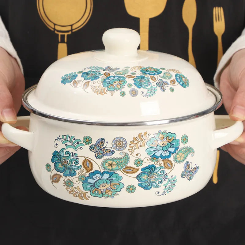 Nồi Men Dày Mini 2 Tay Cầm - Nấu Súp Mì Tiện Lợi