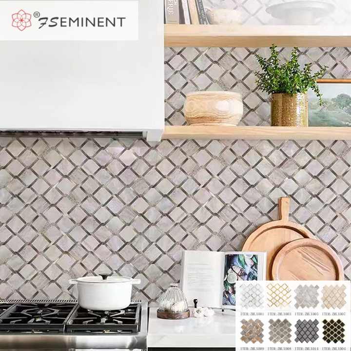 Professional design diamond shaped self-adhesive aluminum-resin mosaic tiles for bathroom 