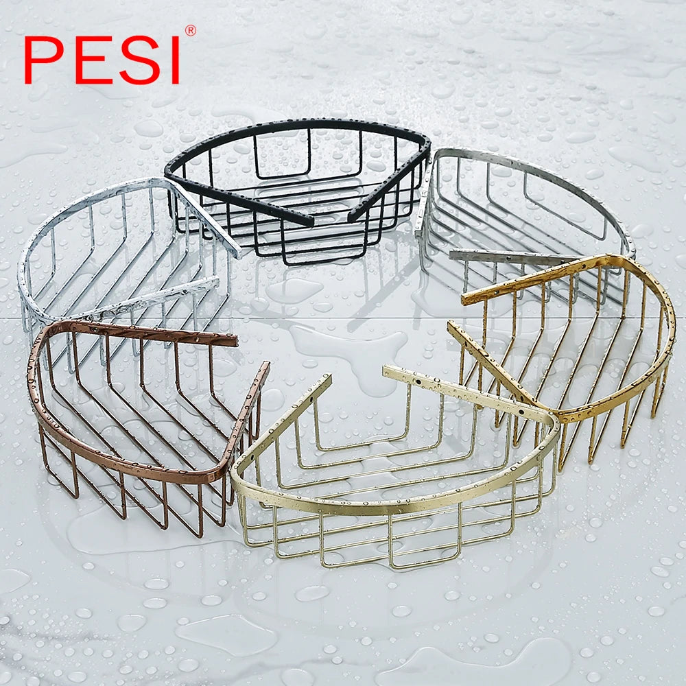 Bathroom Shelf Black Stainless Steel Single Bathroom Shelves Shower Storage Rack Wall Mounted Corner Basket Shampoo Shelf. - Daisan Mart