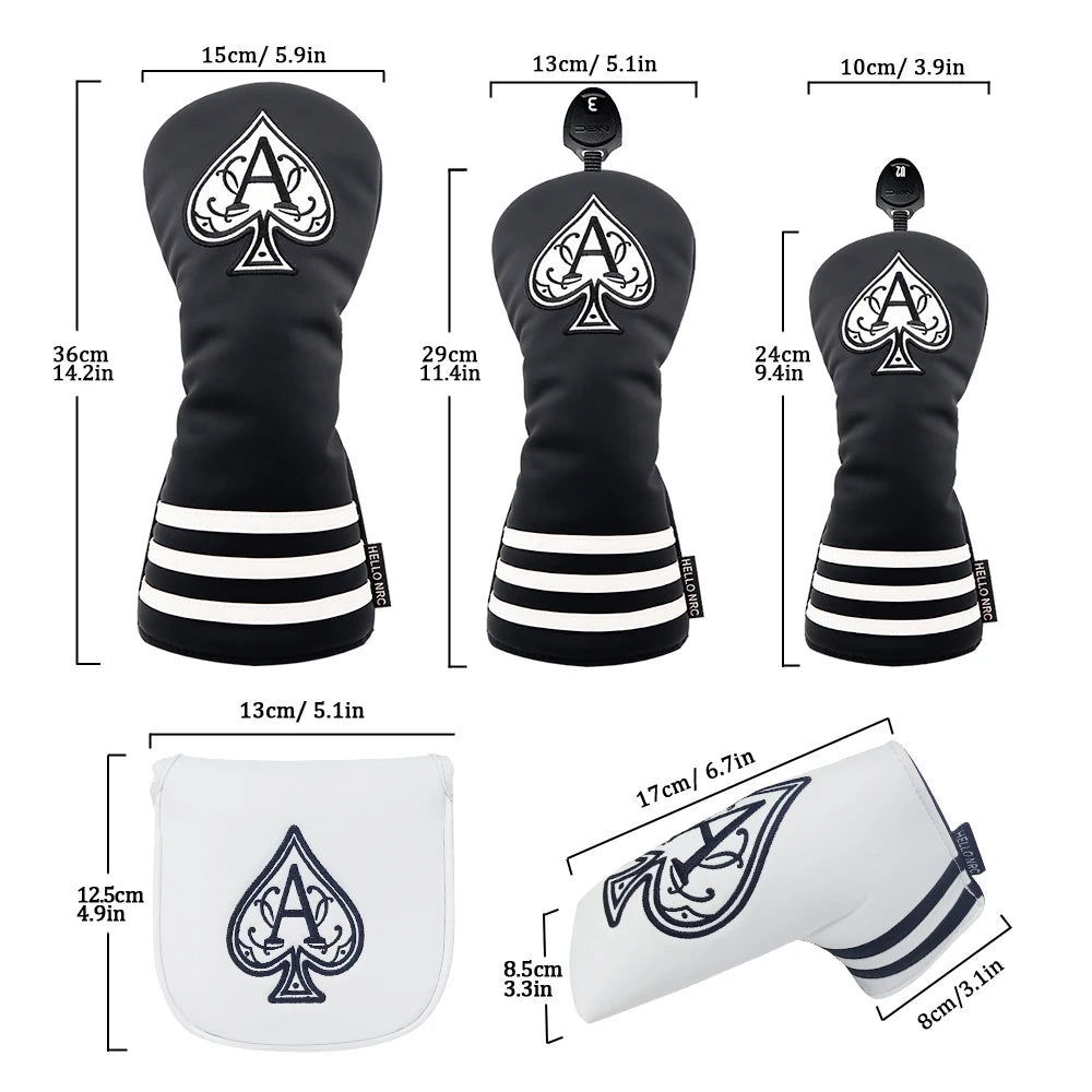 Peach Black Waterproof Golf Club Cover Set with Embroidered Logo