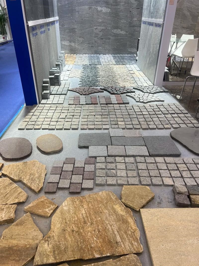 Durable grey granite paving stones, custom shapes 
