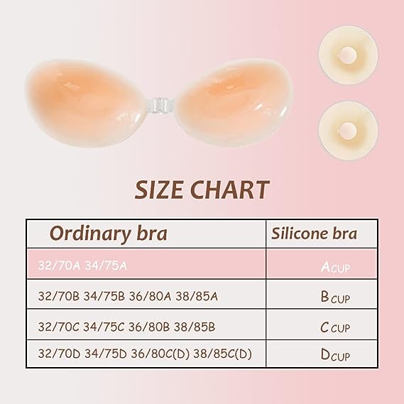 Áo ngực dán tự dính nâng ngực silicone vô hình, chống thấm nước, tái sử dụng, hở lưng, không dây, đai vai dành cho nữ - Daisan Mart