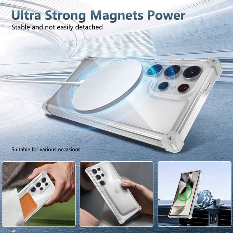 New Ice Color Series for Samsung S23 Ultra Rugged Magnetic Charging Phone Case, Exquisite Design with Shockproof Protection 