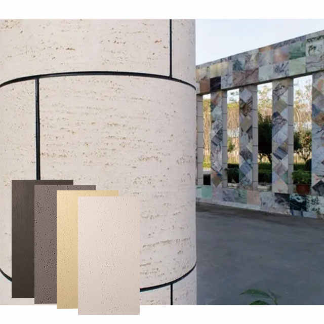 Faux white stone is easy to install indoors and outdoors Decorative wall panels and flexible stone Travertine 