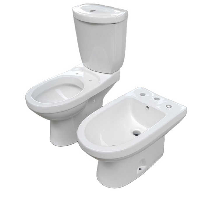 Economical price Two-piece ceramic gravity flush toilet with seat and bidet 3 AGUJEROS