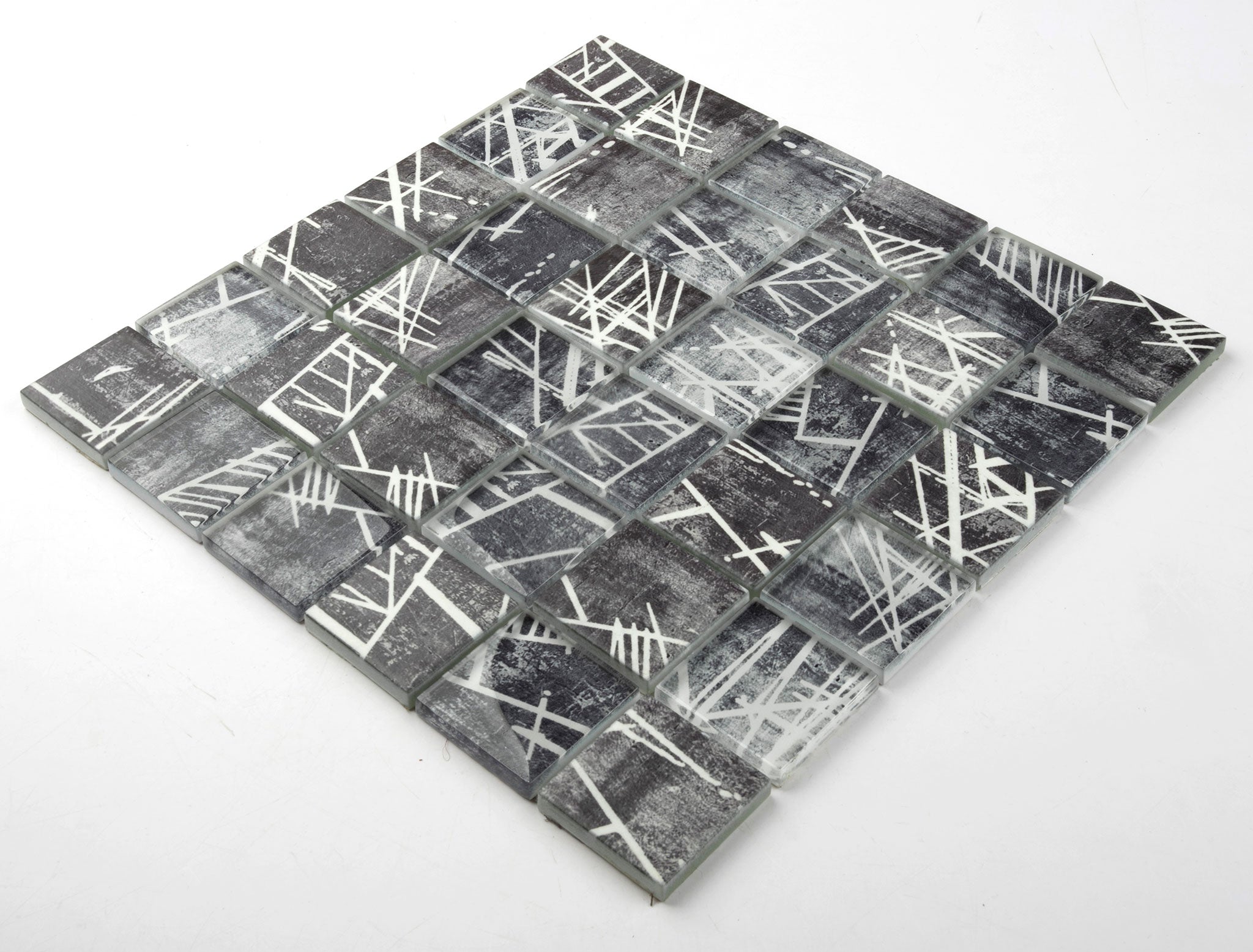 48x48x8mm Inkjet Concrete Colored Glass Mosaic Tiles 