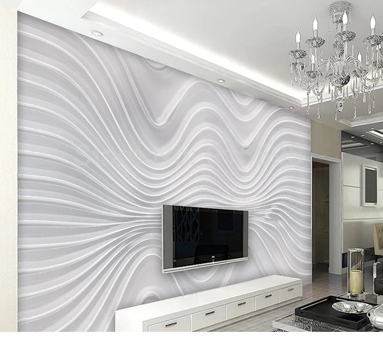 Custom 3D Stereoscopic Embossed Curve Stripe Mural Wallpapers For Living Room TV Background Wall Covering Photo Papel De Parede - Daisan Mart