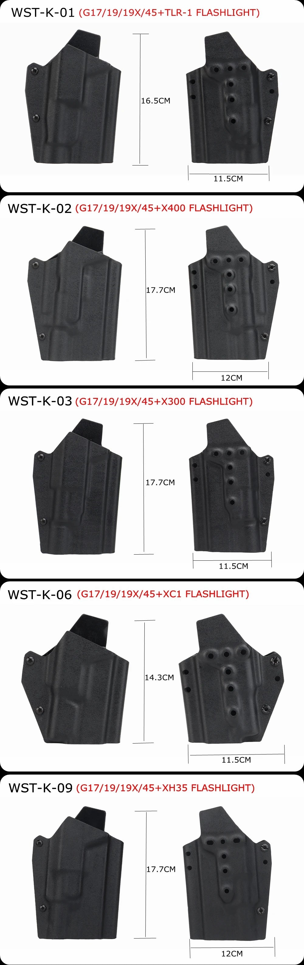Kydex Holster for G17/19/19x/45 Inside Waistband Concealed Carry Holster Fit for G19x (Gen 1-5) Gun Holster X300 Light