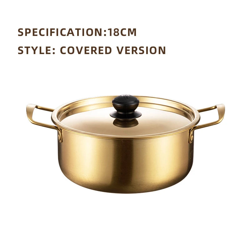 Korean Hot Pot with 2 Aluminum Handles for Cooking Seafood Noodles