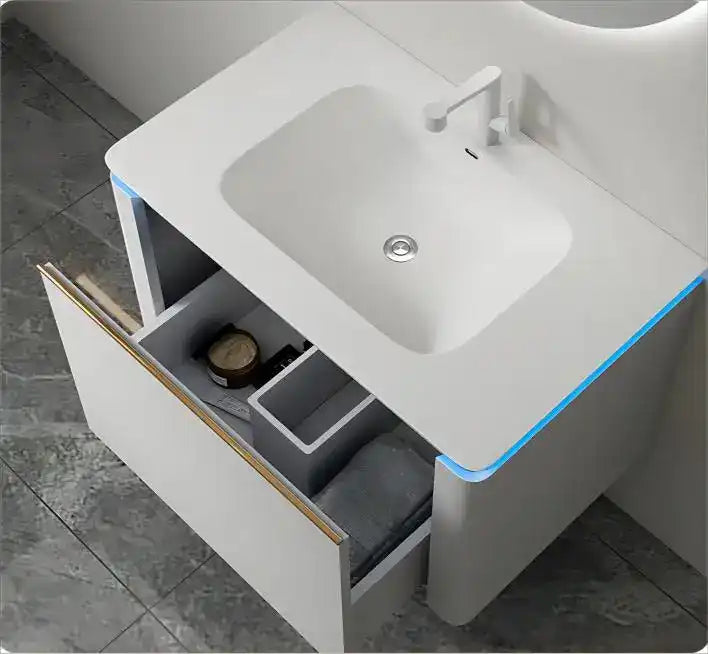 Modern luxury bathroom sink cabinet design best seller, main cabinet has sensor light 