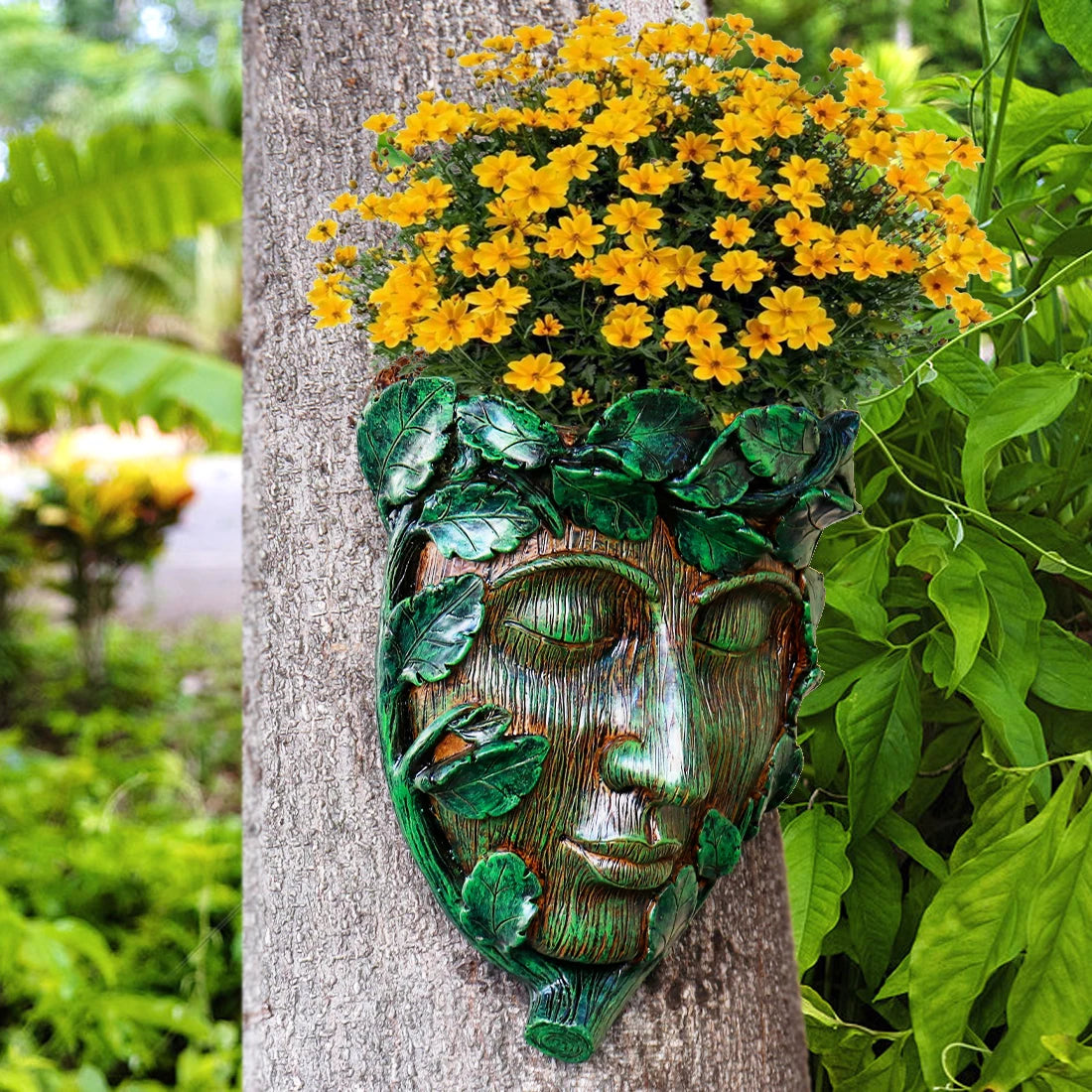 Unique Human Face Tree Ornament - Halloween Home Decor & Garden Decor for Outside, Fit Patio Resin Craft Ornament - Daisan Mart