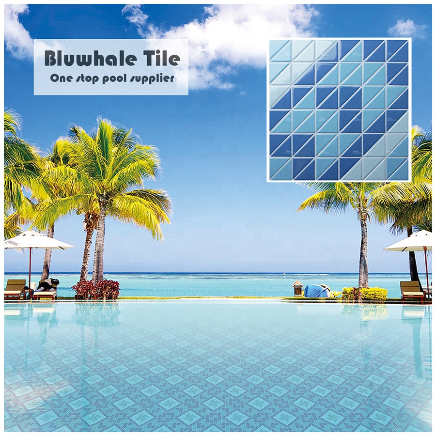 Custom Blue Glazed Triangle Mosaic Tile Wholesale Bluwhale 