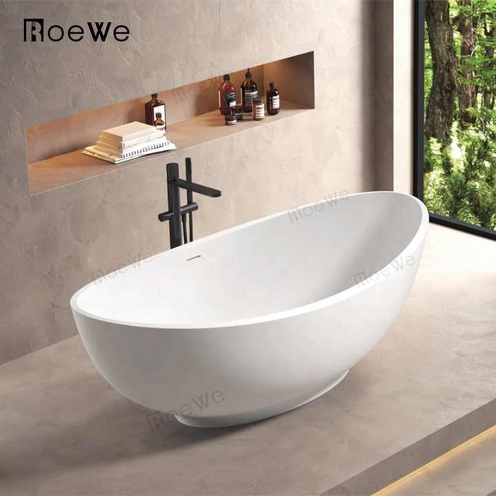 Freestanding composite bathtub Cast stone plastic bathtub Modern bathroom Artificial stone surface bathtub 