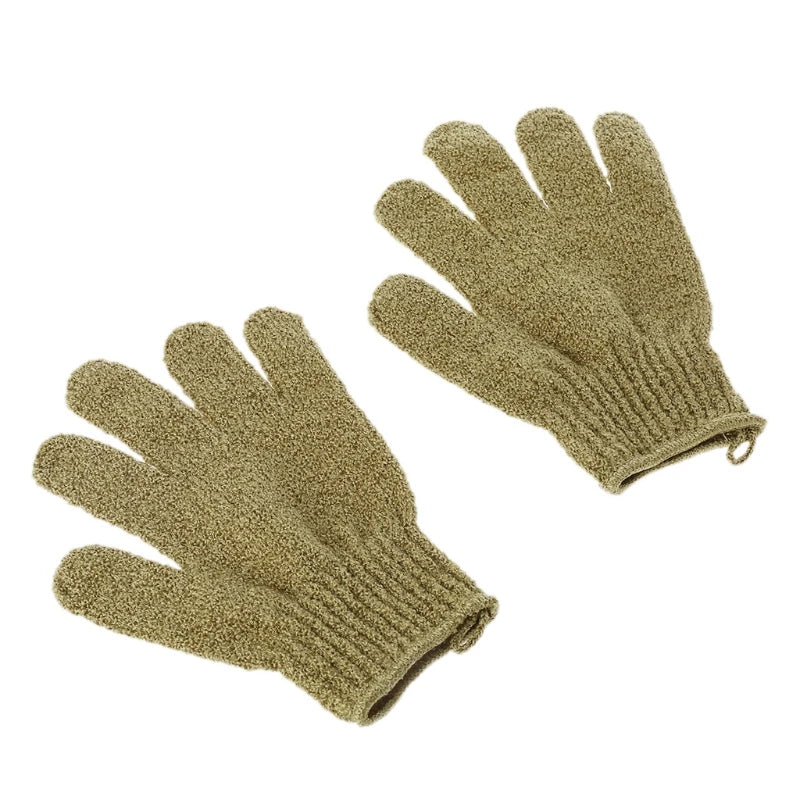 2Pcs Shower Bath Gloves Exfoliating Loofah Body Scrubber Wash Skin Spa Massage A0NC