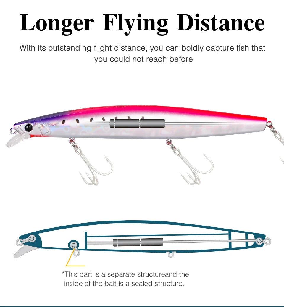 TSURINOYA 34.2g STINGER 163S Sinking Minnow 163mm Sea Fishing Lure Hard Artificial Pike Fishing Baits Tackle DW119