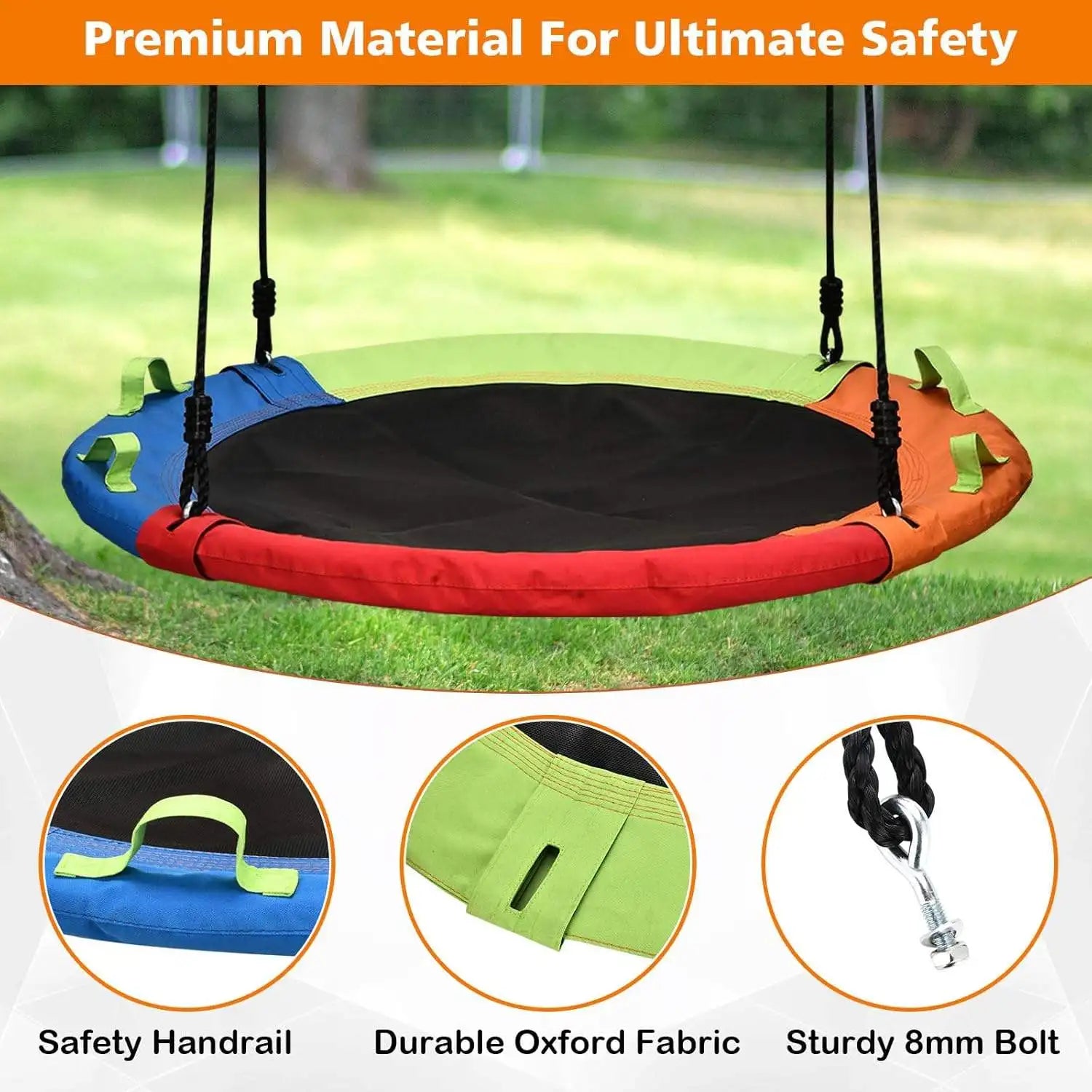 Zoshine  Four-color 48 Inch Fabric Tree Swing Strong Frame Max Capacity Safety for Kids Play in Public Green Space - Daisan Mart
