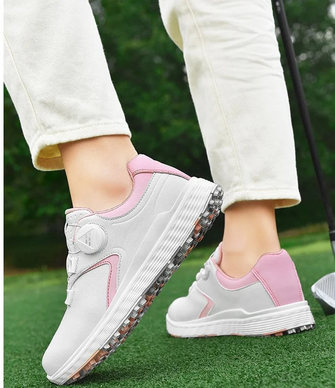 Giày Golf Trắng Không Đinh Lót Cotton Thoáng Khí