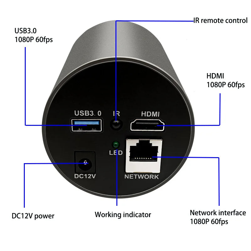 Conference Camera PTZ 1080P 60FPS 10X Zoom USB 3.0