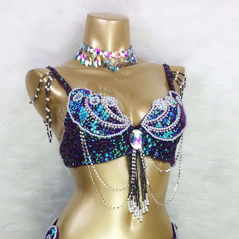 Áo Bra Múa Bụng Đính Hạt Sequin Gợi Cảm Sân Khấu - Daisan Mart
