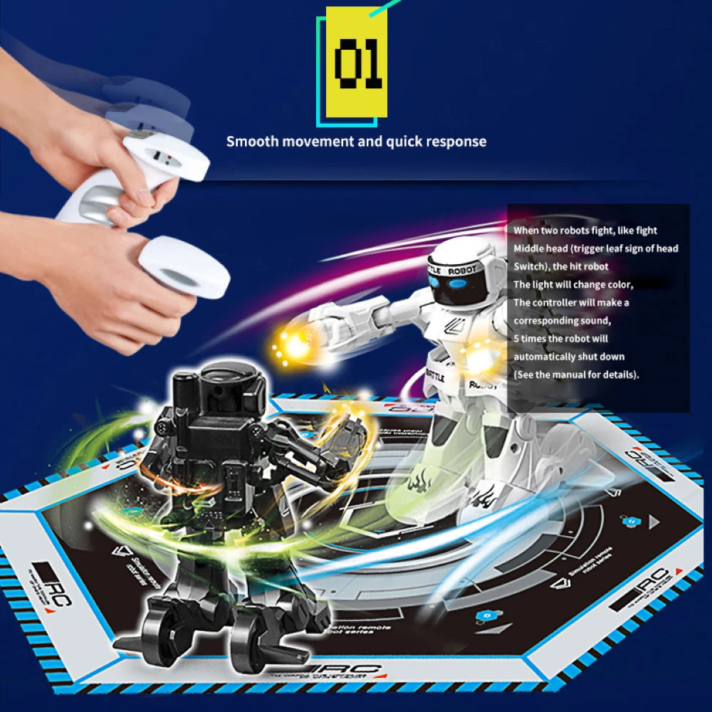RC Robot Battle Boxing Robot Toy Remote Control Robot 2.4G Humanoid Fighting Robot with Two Control Joysticks Toys for Kids Gift - Daisan Mart
