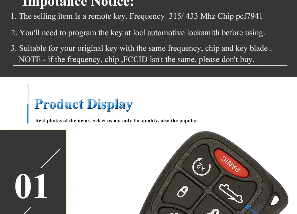Bộ 10 Chìa Khóa Remote Xe Chrysler/JEEP 315/433MHz - Daisan Mart