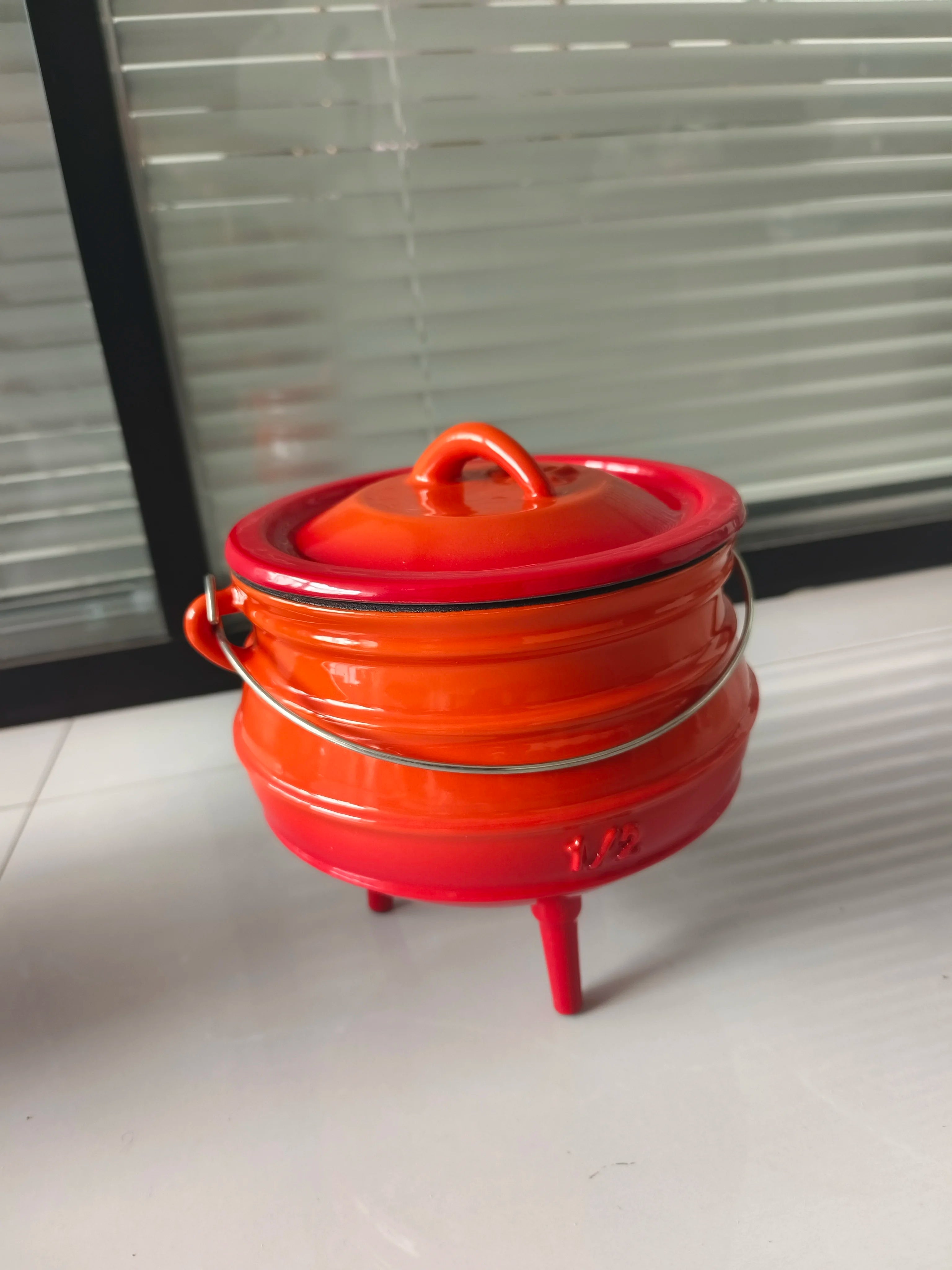 3-Legged Enameled Cast Iron Pot for Outdoor Cooking Multi-Function