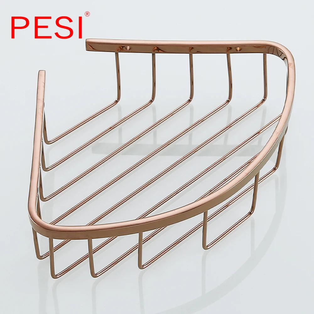 Bathroom Shelf Black Stainless Steel Single Bathroom Shelves Shower Storage Rack Wall Mounted Corner Basket Shampoo Shelf. - Daisan Mart