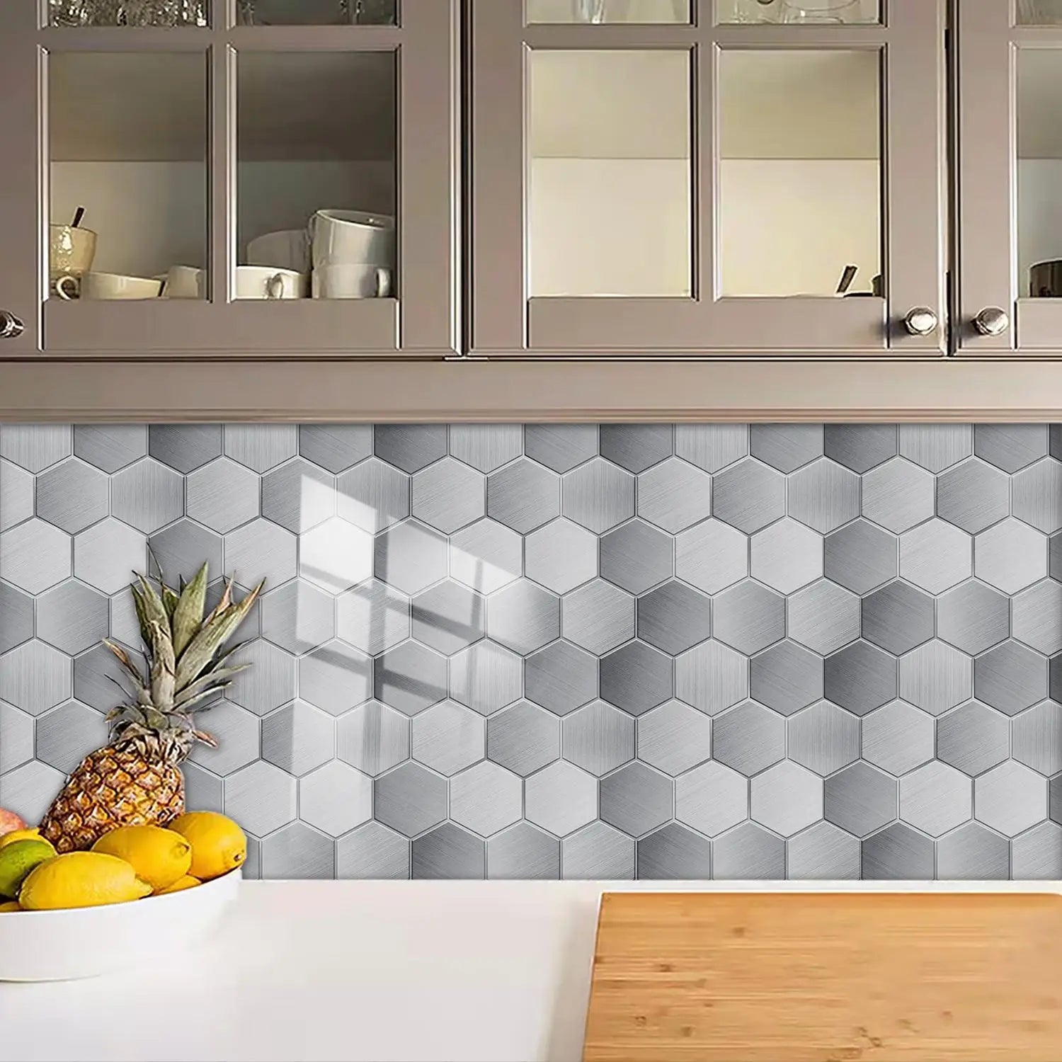 Hexagon Self-Adhesive Mosaic Tiles PVC Peel & Stick Kitchen & Bedroom Backsplash Stylish Decorative Stickers Made in China - Daisan Mart