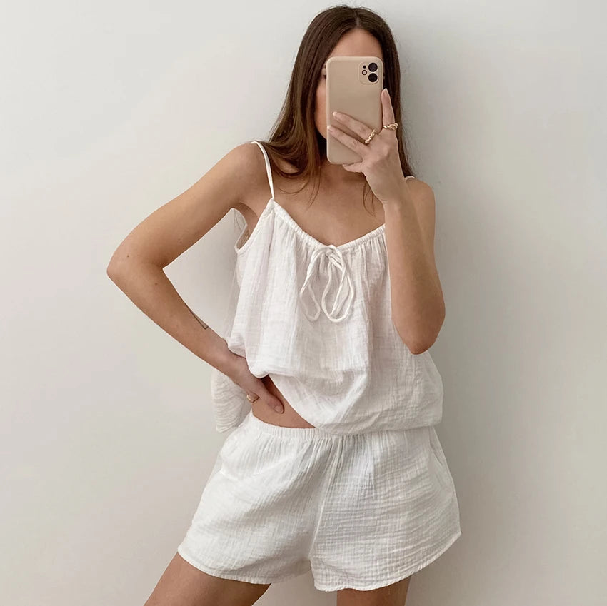 QINSI 2025 Cotton Pajamas Women Sexy Summer Straps