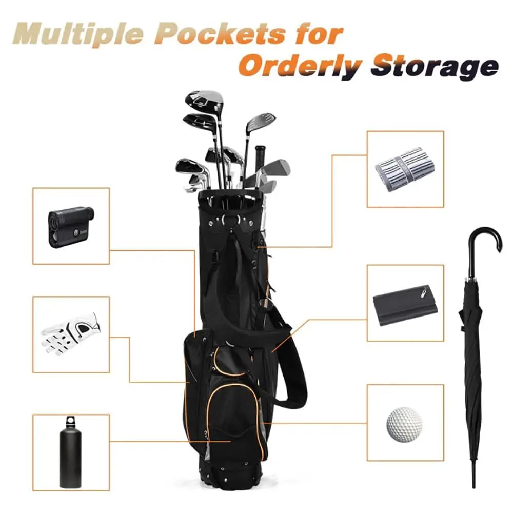 9 Inch Waterproof Standing Golf Bag with Wheels and Shoe Compartment