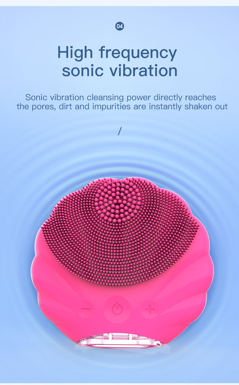 Waterproof silicone home electric facial cleanser, deep cleansing massager and facial exfoliator for improved facial appearance. 