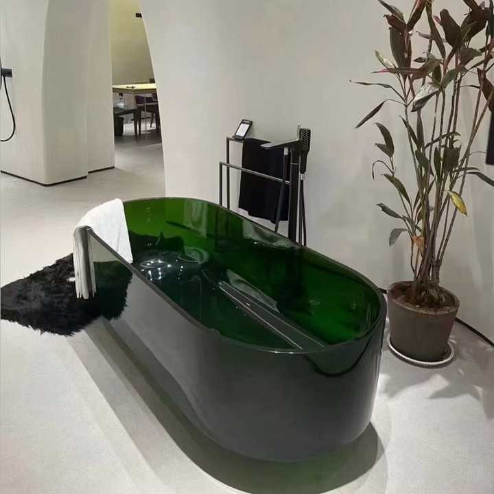 Oval Crystal Bathtub for Adult Bathroom, Freestanding Soaking Bathtub for Hotel Project 