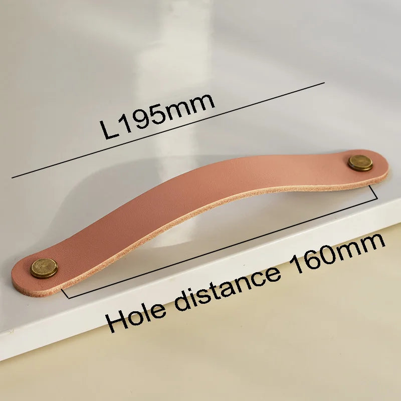 Nordic Style Pink Leather Handle Furniture Drawer Cupboard Kitchen Cabinet Door Knobs Pull Children's Room Cabinet Handles