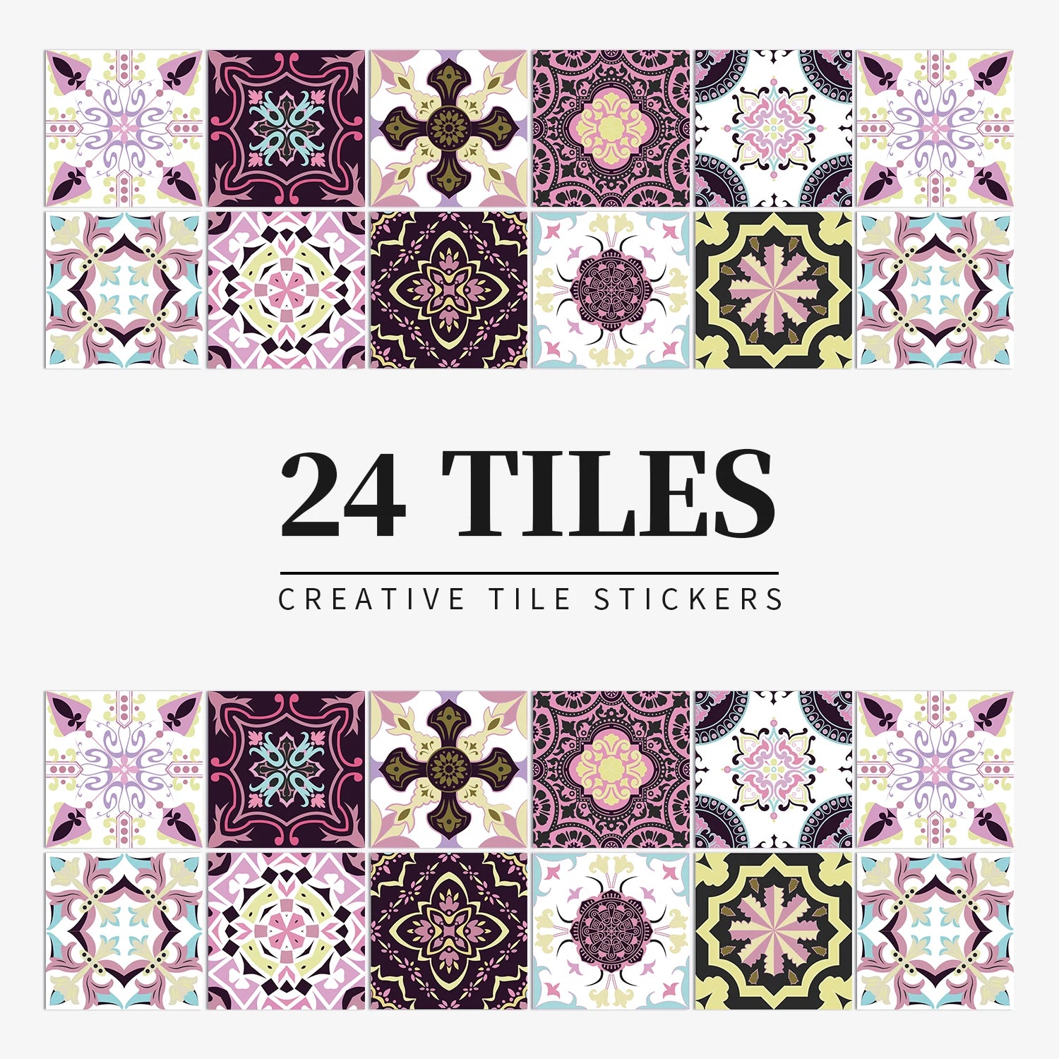 24pcs/set Light Color Tiles Sticker Wall Stickers Kitchen Bathroom Home Renovation Wallpaper Waterproof Self-adhesive Wall Decal