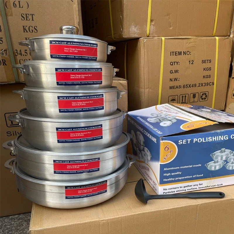 Bộ Nồi Nhôm Dày Nắp Nhôm - Dụng Cụ Nấu Ăn Tiện Lợi