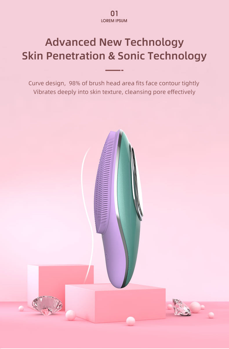 High-end facial cleansing brush, used for Spa, thermal vibration facial cleansing device for skin, whitening, cleaning pores and exfoliating 