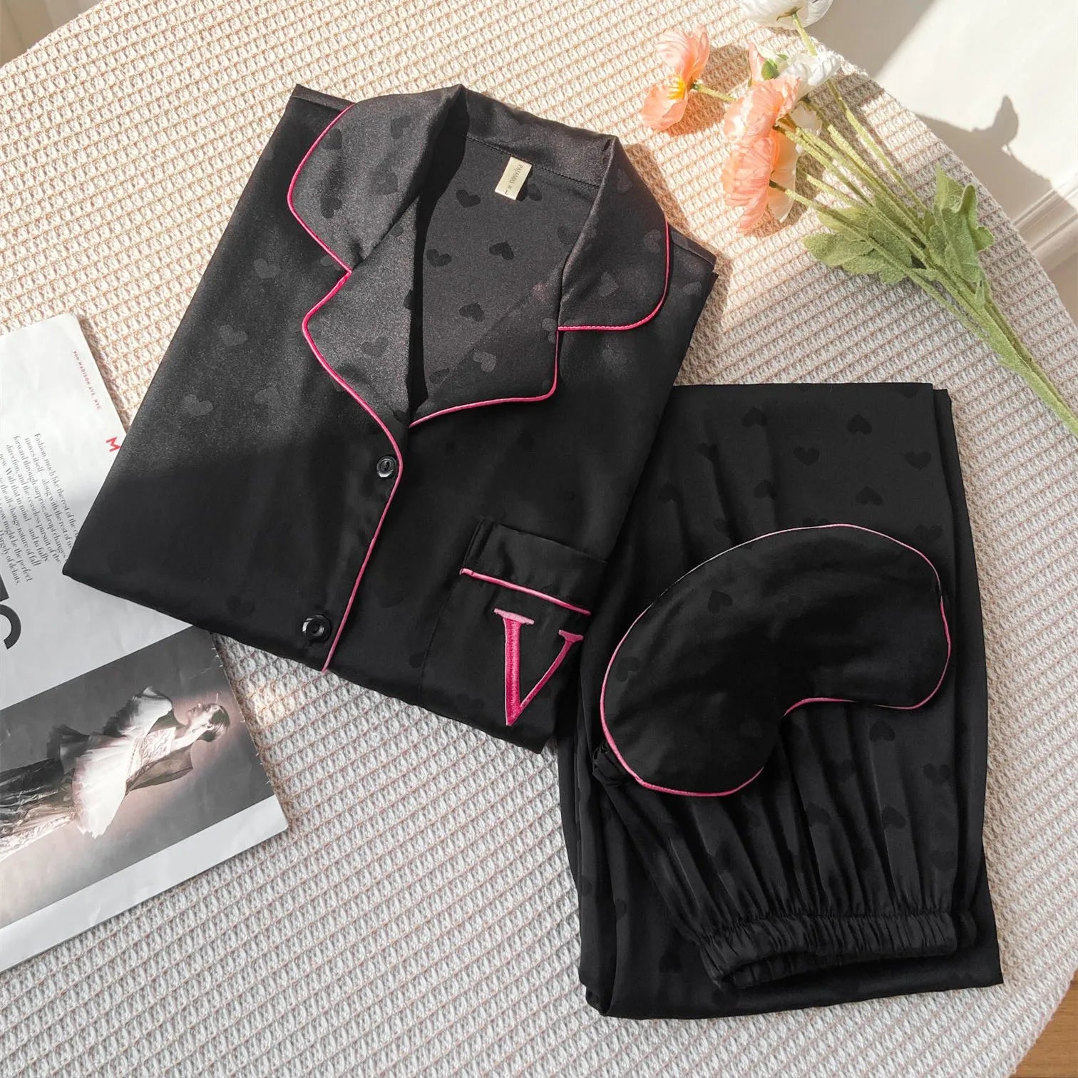 Women's Summer Silk Pajamas, Cool, Short Sleeve, Plain