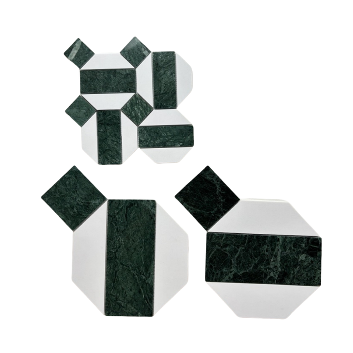 OMK Green Retro marble mosaic tiles large block for hotel lobby, bathroom &amp; kitchen, wooden floor, living room, bedroom, hallway 