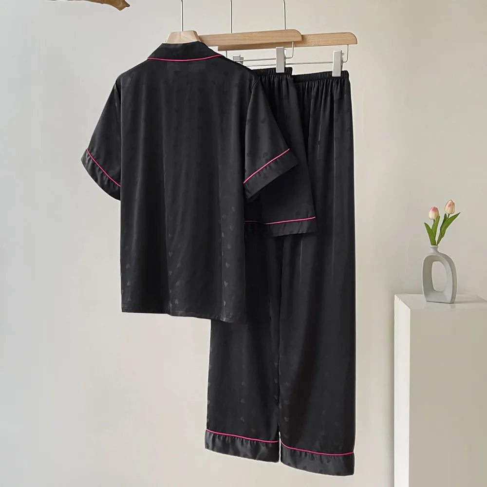 High-end Fashion Three-Piece Cool Silk Women's Pajamas Set