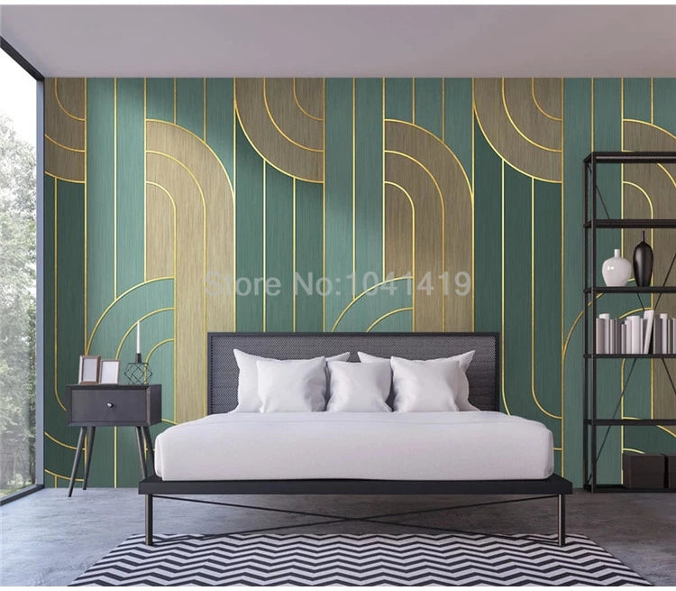 Photo Wallpaper Modern Geometric Abstract Golden Lines Texture Living Room Bedroom Background Wall Painting Papel De Parede 3 D