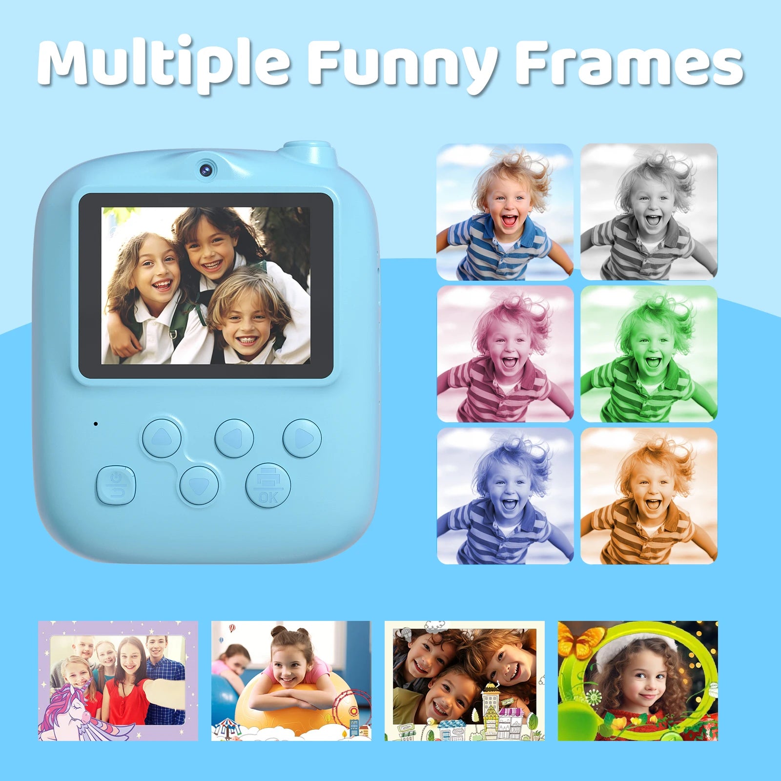 Máy Ảnh In Ảnh Mini Trẻ Em 2.4 Inch Sạc Lại Giáng Sinh