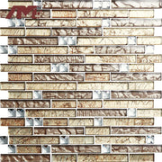 Modern Luxury Kitchen Range Brown Mirror Metal Wall Decor Tiling Crystal Glass Mosaic Tiles 