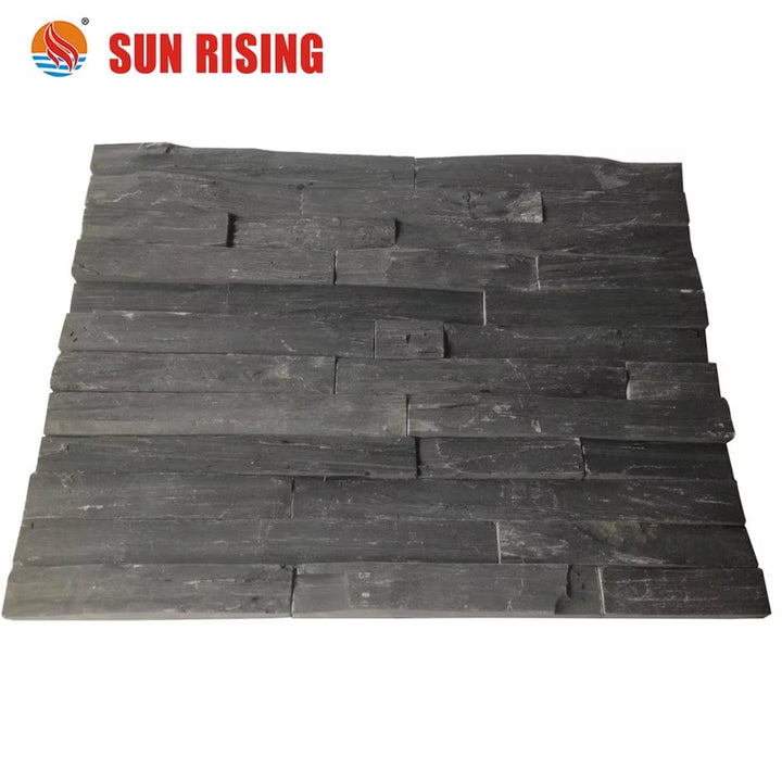 Rough Surface Finish Andesite Black Slate Wall Cladding Veneer Stone 