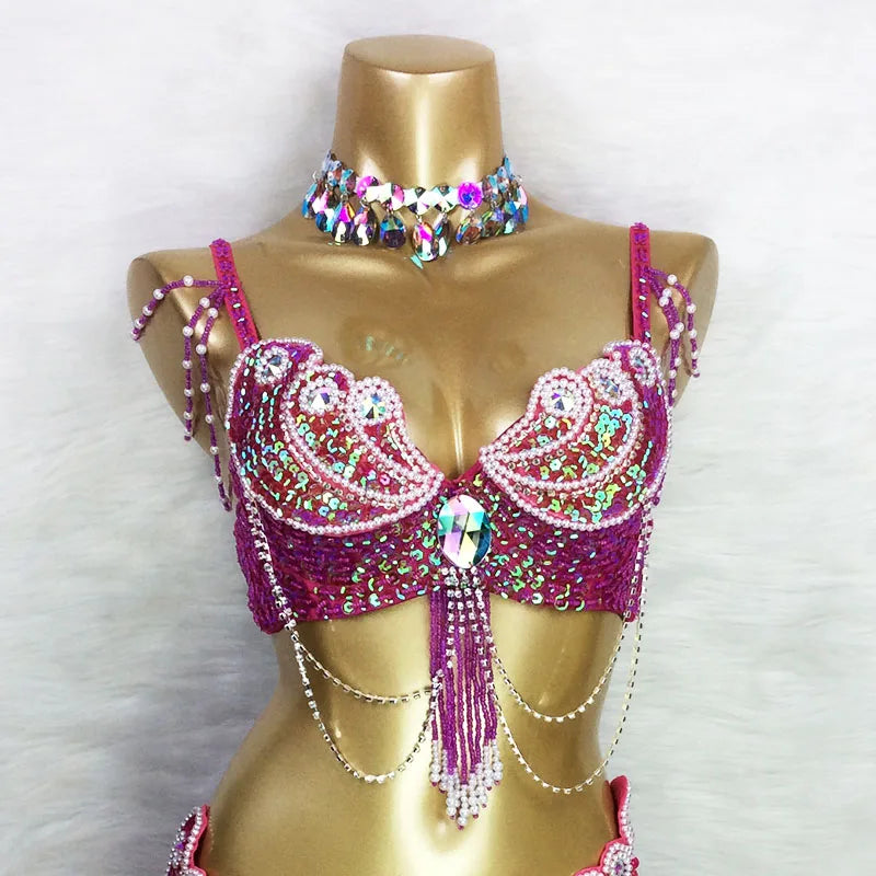 Áo Bra Múa Bụng Đính Hạt Sequin Gợi Cảm Sân Khấu - Daisan Mart
