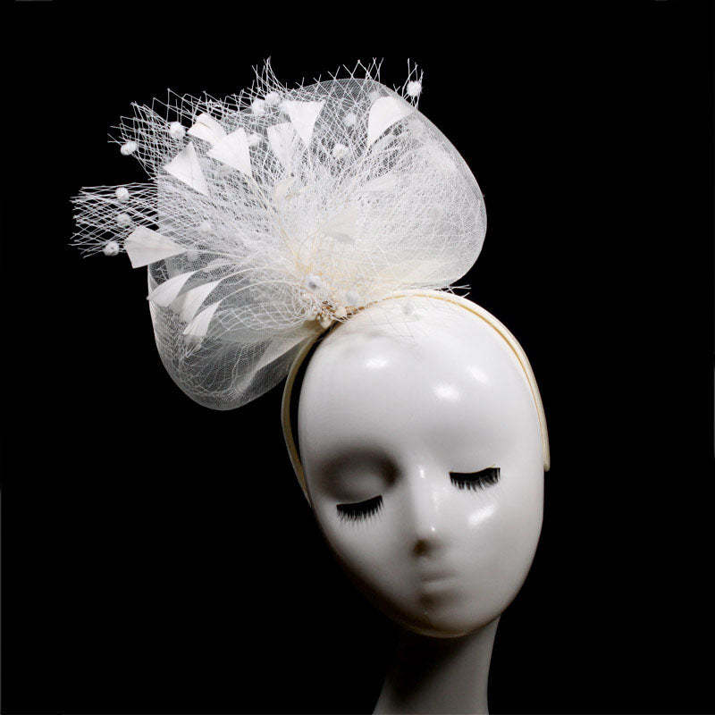 Mũ Fascinator Sinamay Hoàng Gia Tiệc Cưới Derby Hoa Lưới Lông Vũ Nữ Đi Nhà Thờ - Daisan Mart