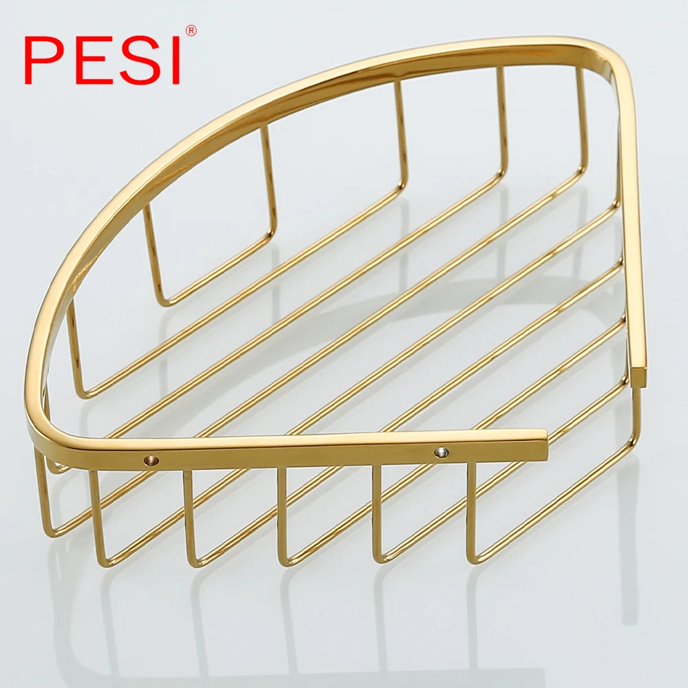 Bathroom Shelf Black Stainless Steel Single Bathroom Shelves Shower Storage Rack Wall Mounted Corner Basket Shampoo Shelf. - Daisan Mart