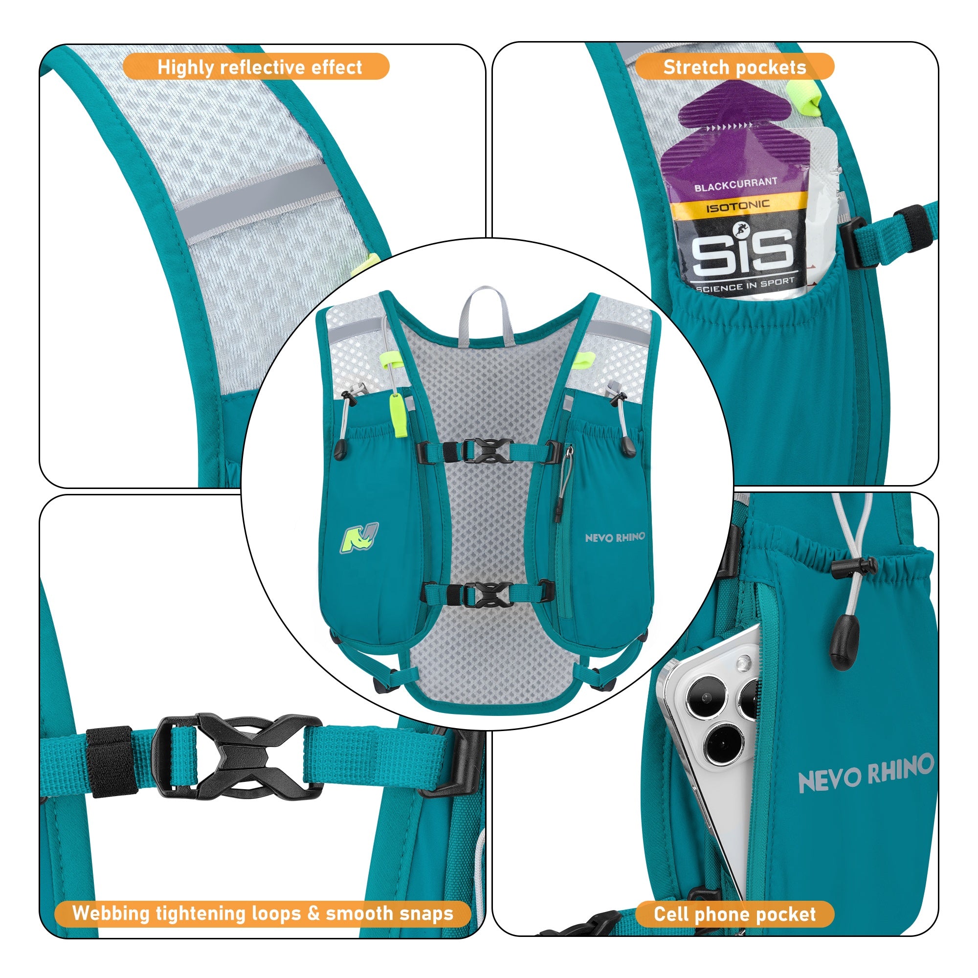 Custom lightweight nylon hydration backpack for outdoor sports (hiking, running, cycling) with vest-style water bladder 