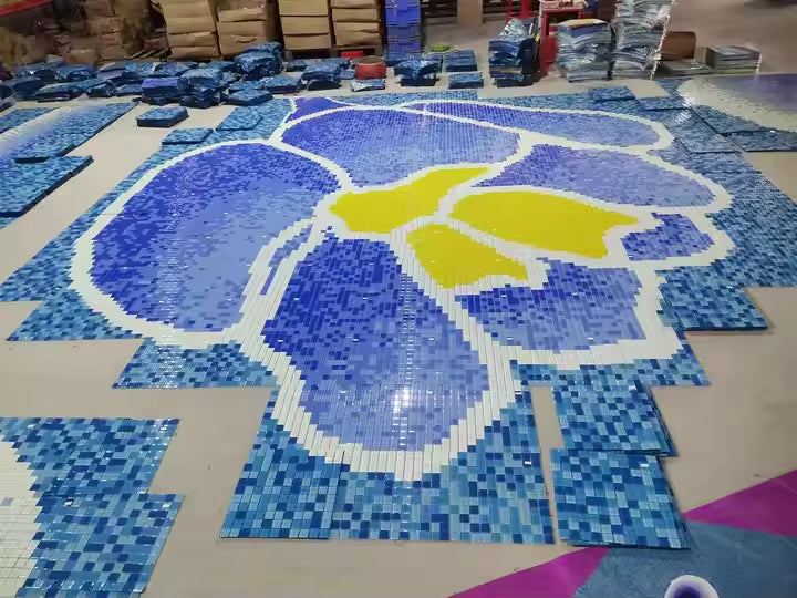 mOSAIC wall tiles handmade decorative art glass multicolor floral pattern customized 